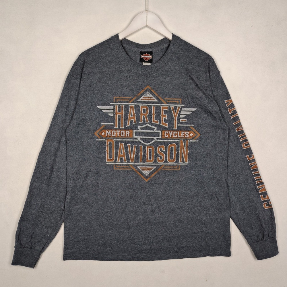 Harley-Davidson Long Sleeve Graphic T-Shirt Charcoal Grey Large 1903 Logo